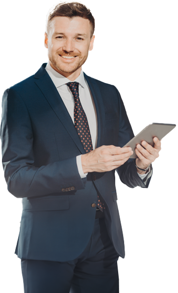 Profesionální manager sleduje na tabletu nejnovější trendy městské infrastruktury